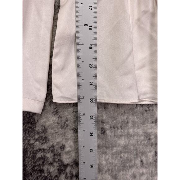 J Crew Top 4 Womens Ivory Satin Button Down Blouse - Picture 6 of 7